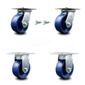 Service Caster 5 Inch Solid Poly Caster Set with Ball Bearing 2 Swivel Lock and 2 Rigid SCC SCC-35S520-SPUB-BSL-2-R-2